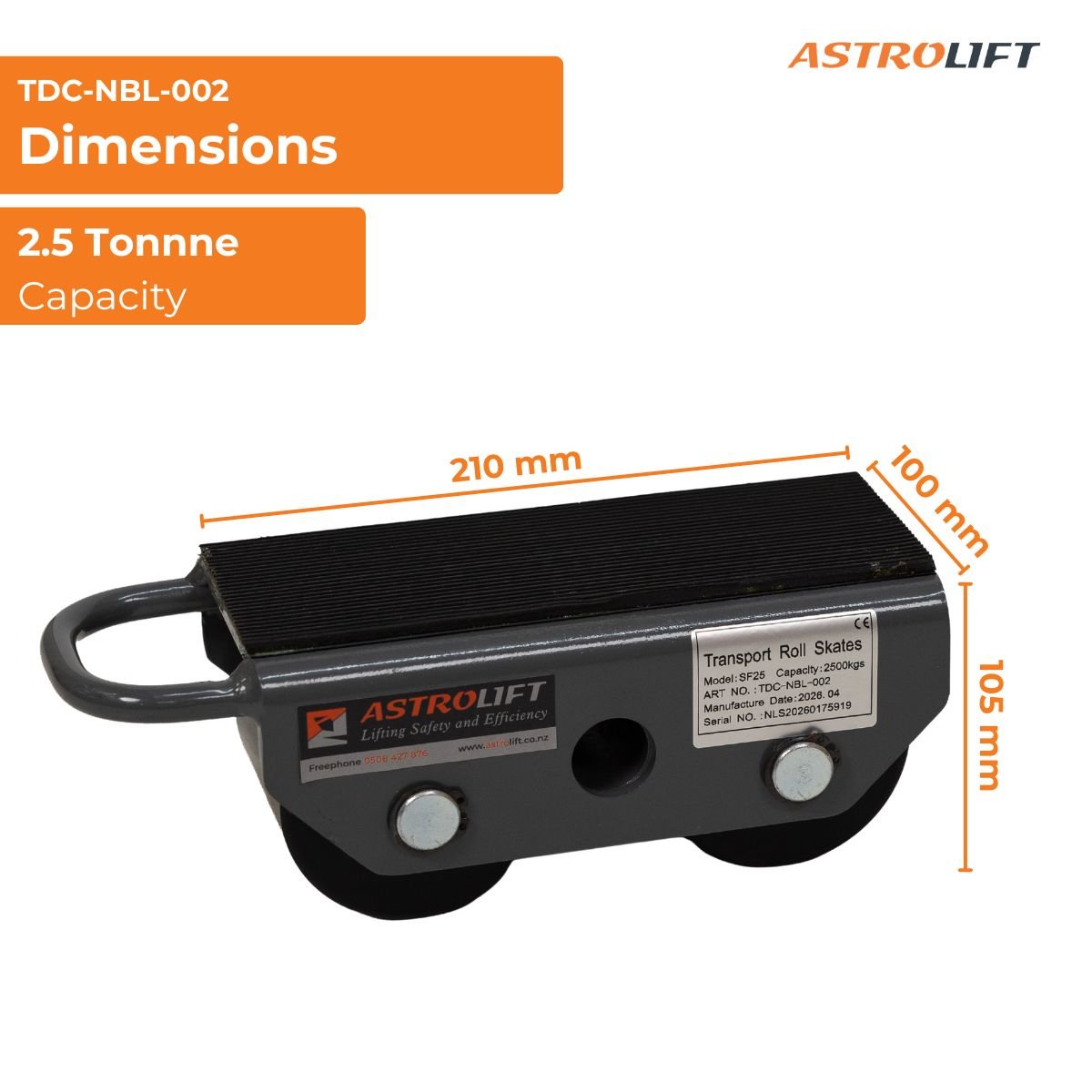 Buy Fixed Load Skate 2.5 Tonne in Load Skates available at Astrolift NZ